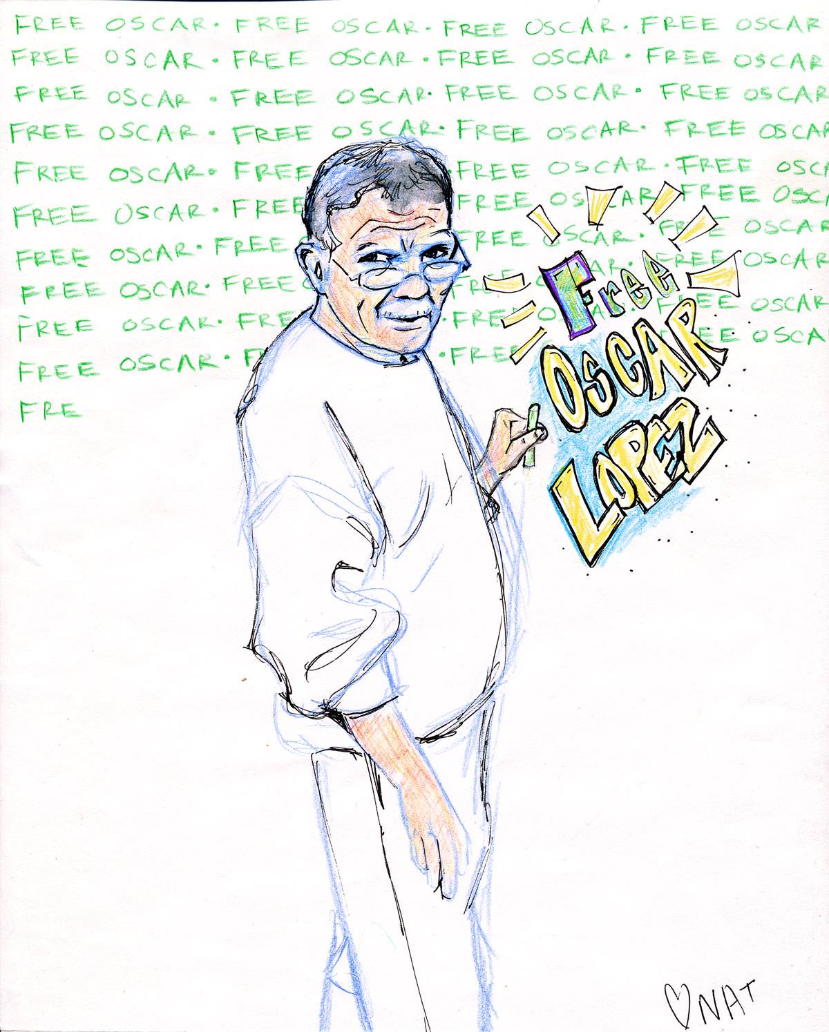 Artwork from the Live Art Fundraiser to Repair Oscar López Rivera mural
